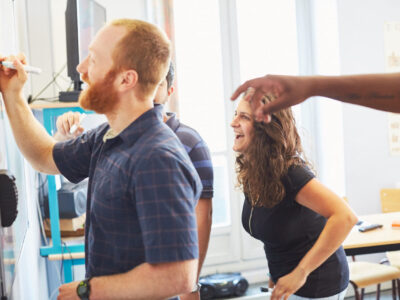 Group of students learning french