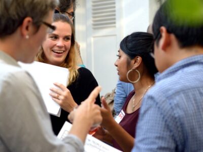Group of students learning french