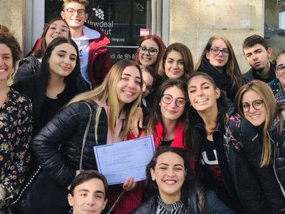 Group of students learning french